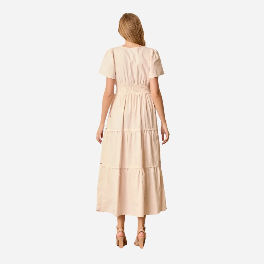 Embroidered Floral Maxi Dress natural