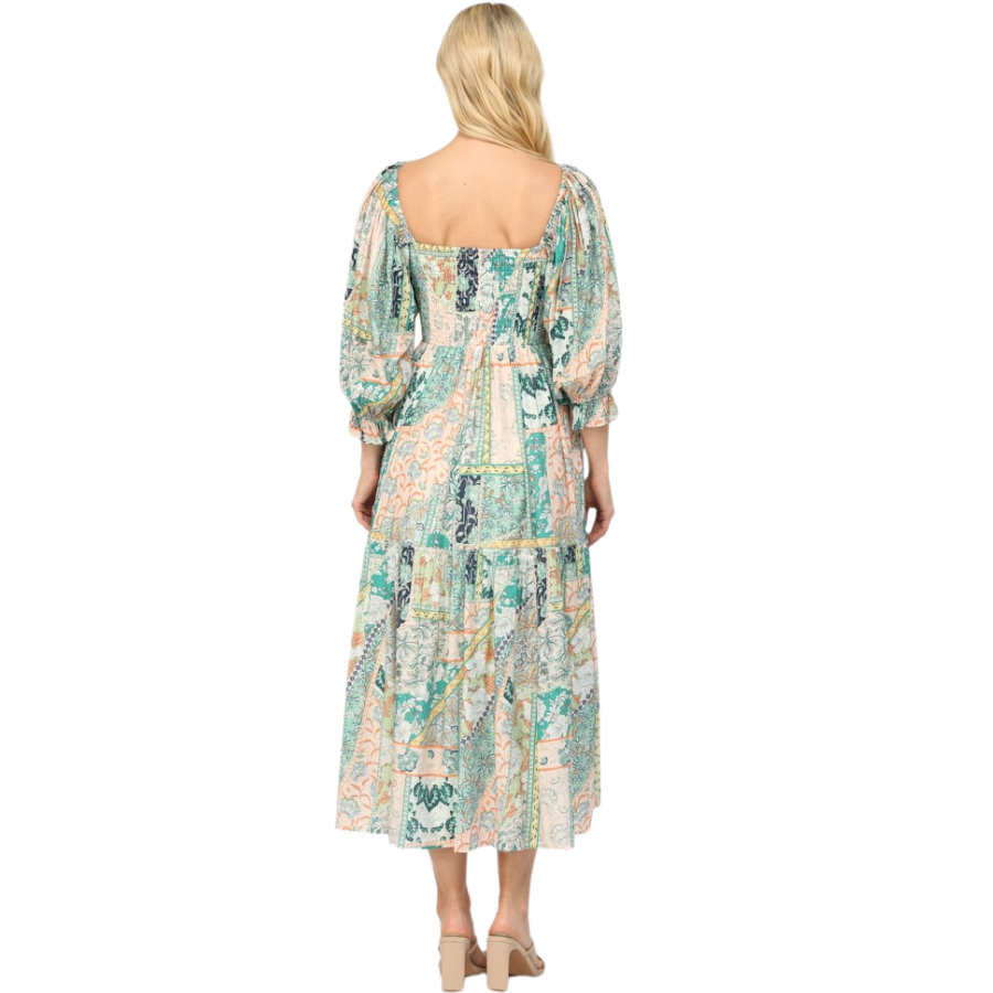 FLORAL TIERED MIDI DRESS