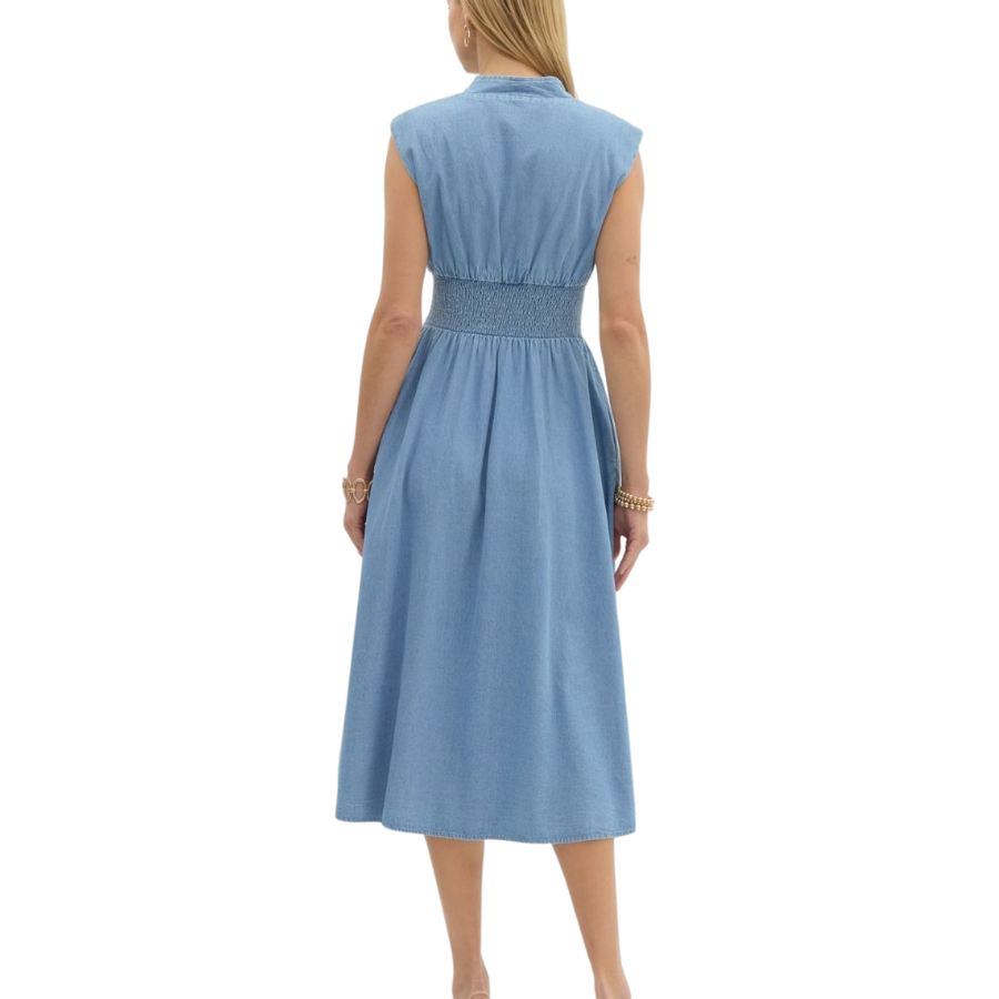 Sleeveless Zip Front Dress Lt Blue